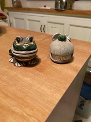 Ceramic Frog and Whale Figurines