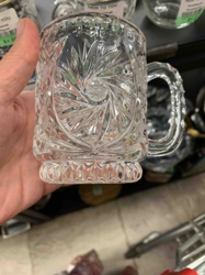 Pressed or Cut Glass Mug with Starburst Pattern