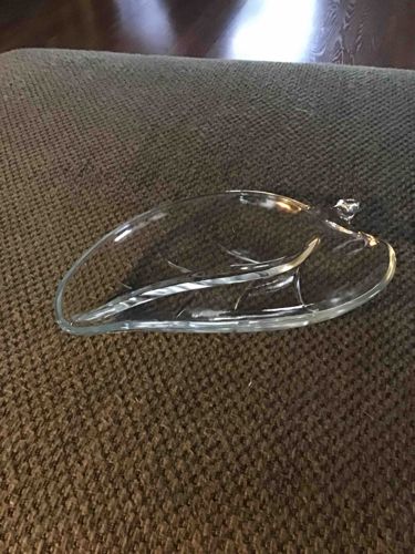 Mid-Century Modern Glass Leaf-Shaped Trinket Dish