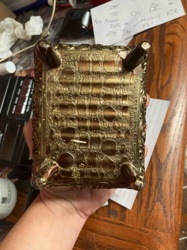 Brass Tone Crocodile Skin Patterned Trinket Box with Paw Feet
