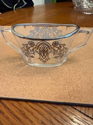 Glass Sugar Bowl with Silver/Platinum Overlay