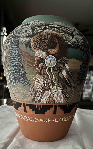 Sioux Pottery Art Vase by Richard Underbaggage, Lakota
