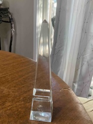 French Clear Glass Art Obelisk