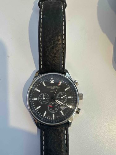 Grand Sport Chronograph Watch with Black Leather Strap