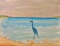 Seascape with Blue Heron