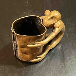 Antique Austrian Brass Monkey-Handle Cup