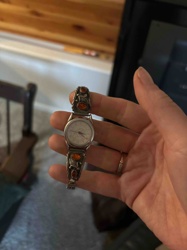 Sterling Silver and Amber Cuff Watch