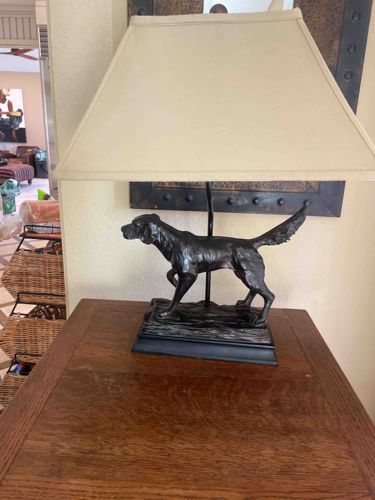 Bronze Dog Sculpture Table Lamp