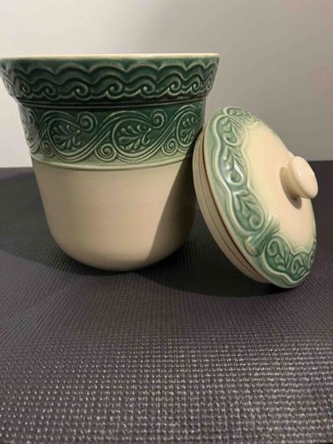 Embossed Ceramic Canister with Lid