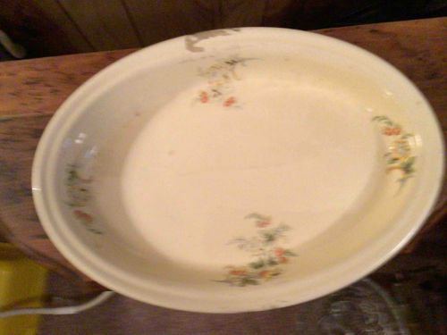 Oval Ceramic Serving Platter with Floral Decor