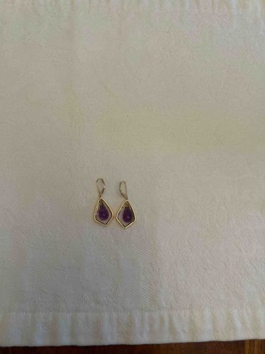Purple Gemstone Drop Earrings