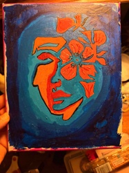 Abstract Floral Face Painting on Canvas