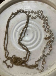 Multi-strand Faux Pearl and Brass Tone Necklace