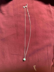 Turquoise Cabochon Necklace with Silver-Tone Chain