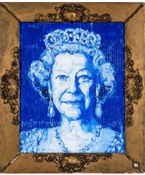Queen Elizabeth II Portrait by Hunt Slonem (Blue)