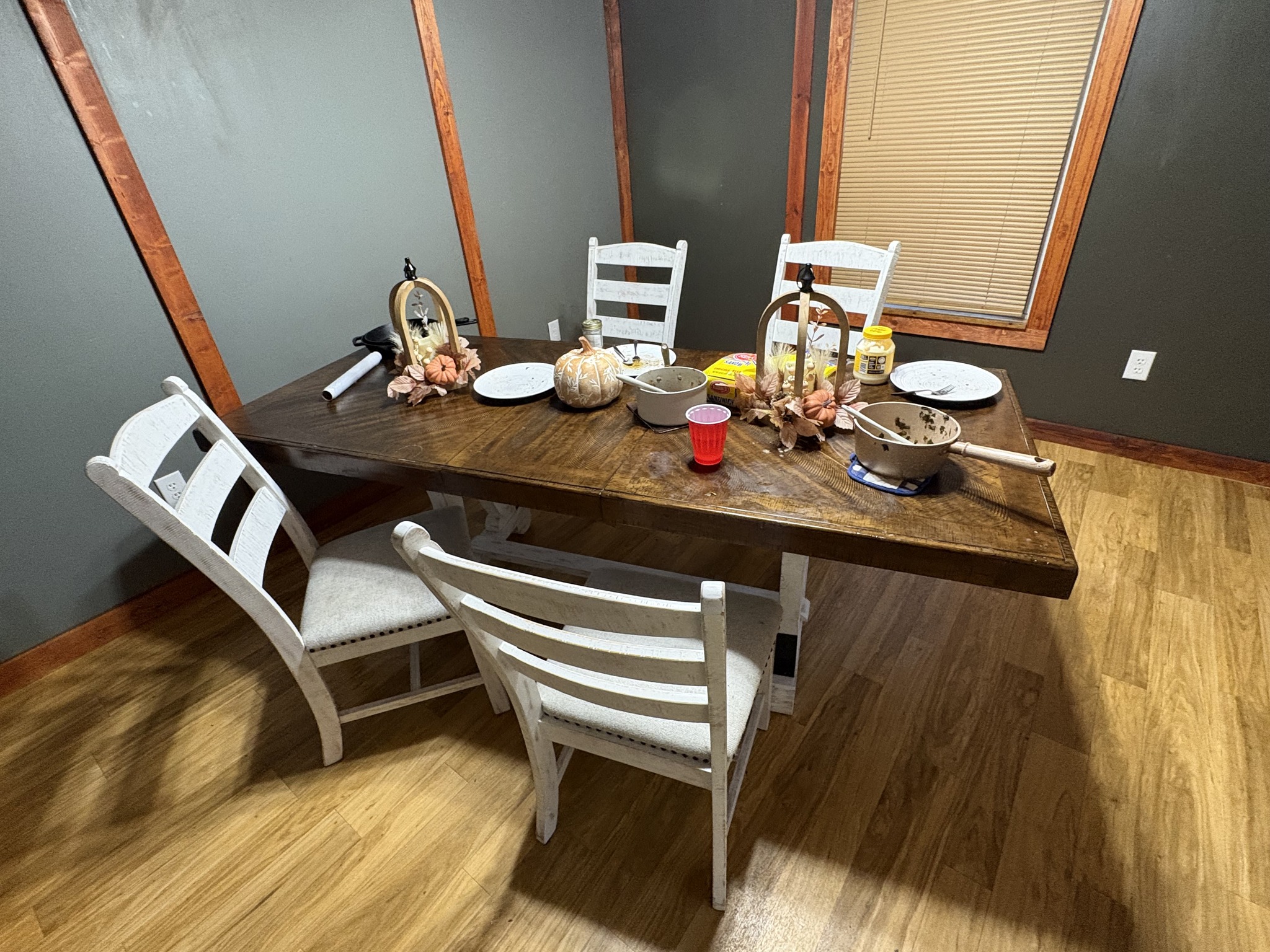 Submitted photo of Farmhouse dining set with trestle table and chairs