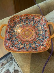 Hand-Painted Ceramic Serving Dish with Handles