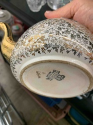 Roscoe Gold & Black Floral Ceramic Teapot