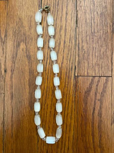 Vintage Frosted Molded Glass Bead Necklace