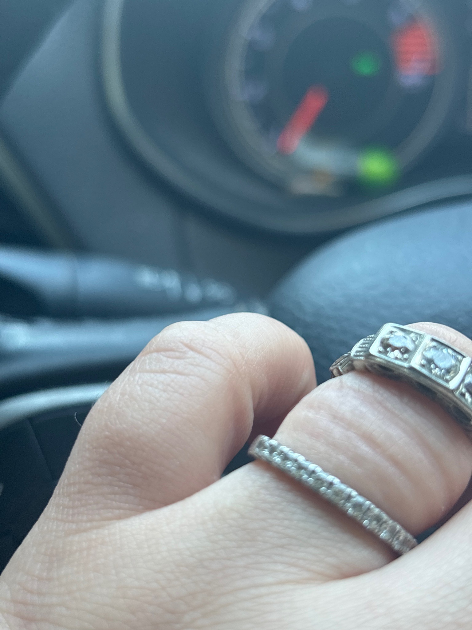 Vintage Art Deco Three-Stone Diamond Ring and Paired Eternity Band