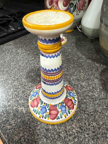 Traditional Modra Glazed Ceramic Candlestick