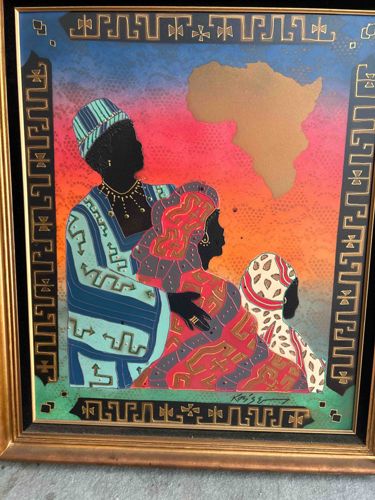 African Family Silhouette Painting
