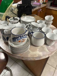Assorted 'Soup & Crackers' Pattern Porcelain/Stoneware Dishware Set