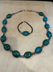 Turquoise Bead Necklace and Bracelet Set