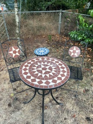 Mosaic Tile Bistro Patio Set with Ancillary Table