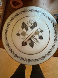 Vintage Handled Snack Plate with Floral Motif