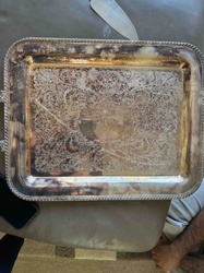Ornate Silver-Plated Rectangular Serving Tray