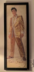 Framed Vintage Elvis Presley Gold Lamé Suit Print with Signature