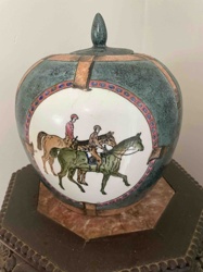 Equestrian Themed Covered Jar