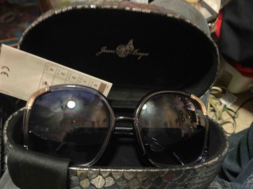 Jean Cooper Oversized Sunglasses with Snake-Embossed Case