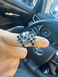 Floral Cluster Blue Sapphire Ring