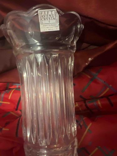 Fifth Avenue Crystal Fluted Vase with Column Capital Rim