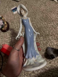 Porcelain Figurine of a Woman in a Blue Gown and Hat