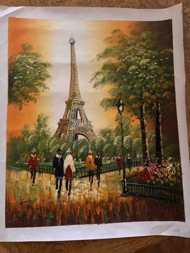 Eiffel Tower Street Scene Painting