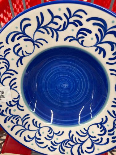 Hand-Painted Mediterranean Style Ceramic Pasta Bowl