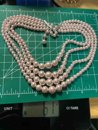 Multi-Strand Faux Pearl Necklace with Rhinestone Clasp