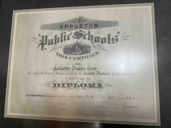 Appleton Public Schools Diploma awarded to Catharine Frances Coon (1902)