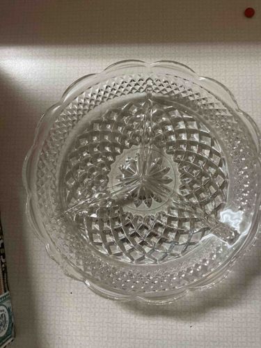 Pressed Glass Divided Serving Dish