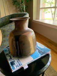 Studio Pottery Vase with Segmented Glaze