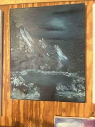 Moonlit Mountain Landscape Painting