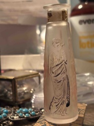 Art Deco Frosted Glass Perfume Bottle with Classical Figure