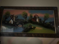 Framed Landscape Painting with European Architecture