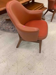 Mid-Century Modern Armchair (Teak and Two-Tone Upholstery)