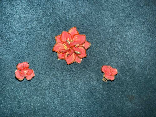 Floral Brooch and Earrings Set