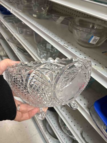 American Brilliant Cut Glass Style Footed Centerpiece Bowl