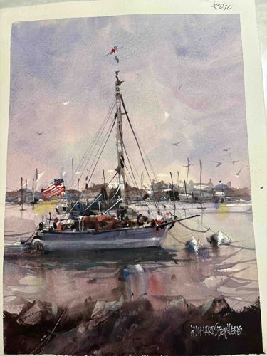 Harbor Scene with Boat, by Richard Stephens